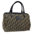 Christian Dior Trotter Canvas Hand Bag Navy Gold Auth 125570-1