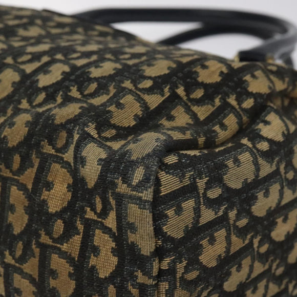 Christian Dior Trotter Canvas Hand Bag Navy Gold Auth 125570