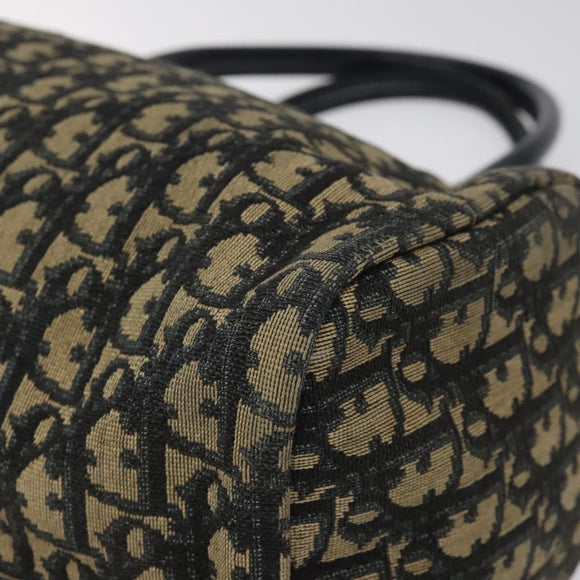 Christian Dior Trotter Canvas Hand Bag Navy Gold Auth 125570