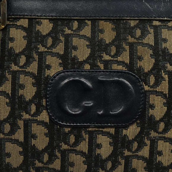 Christian Dior Trotter Canvas Hand Bag Navy Gold Auth 125570