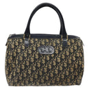 Christian Dior Trotter Canvas Hand Bag Navy Gold Auth 125570-13