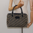 Christian Dior Trotter Canvas Hand Bag Navy Gold Auth 125570-20