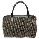 Christian Dior Trotter Canvas Hand Bag Navy Gold Auth 125570-2