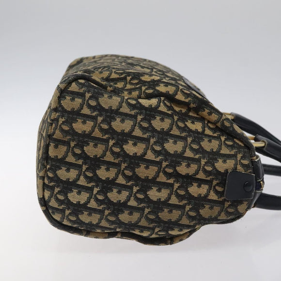 Christian Dior Trotter Canvas Hand Bag Navy Gold Auth 125570