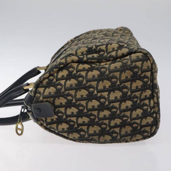 Christian Dior Trotter Canvas Hand Bag Navy Gold Auth 125570