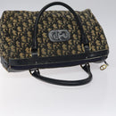 Christian Dior Trotter Canvas Hand Bag Navy Gold Auth 125570-6