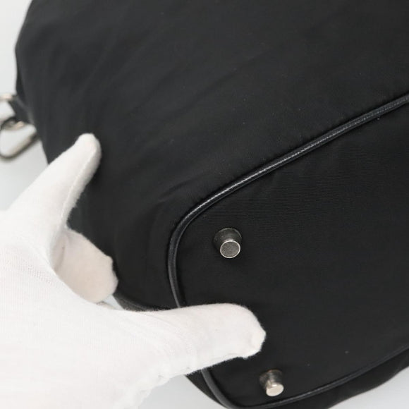 PRADA Shoulder Bag Nylon Black Silver Auth 125573