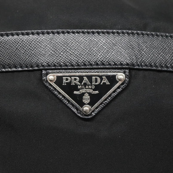 PRADA Shoulder Bag Nylon Black Silver Auth 125573