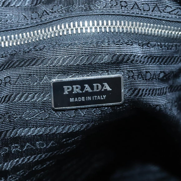 PRADA Shoulder Bag Nylon Black Silver Auth 125573