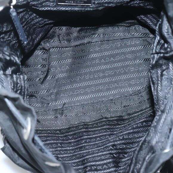 PRADA Shoulder Bag Nylon Black Silver Auth 125573