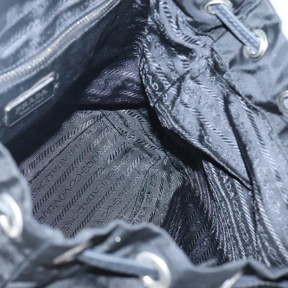 PRADA Shoulder Bag Nylon Black Silver Auth 125573