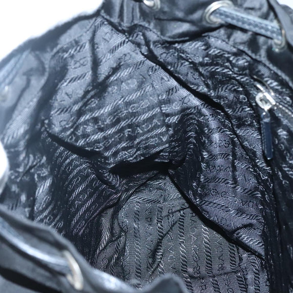 PRADA Shoulder Bag Nylon Black Silver Auth 125573