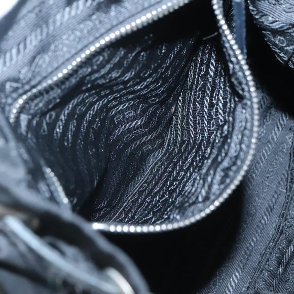 PRADA Shoulder Bag Nylon Black Silver Auth 125573