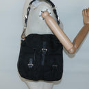 PRADA Shoulder Bag Nylon Black Silver Auth 125573-23