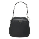 PRADA Shoulder Bag Nylon Black Silver Auth 125573-2