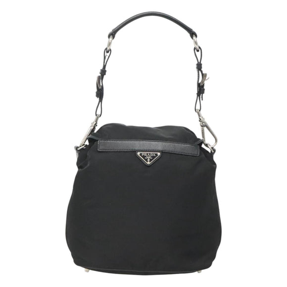 PRADA Shoulder Bag Nylon Black Silver Auth 125573