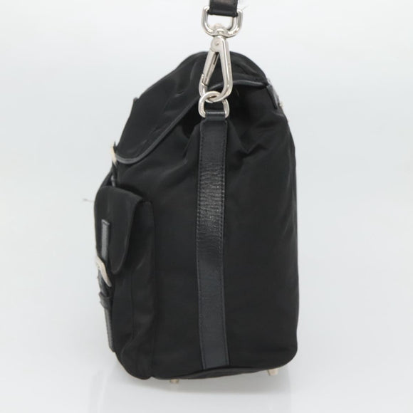 PRADA Shoulder Bag Nylon Black Silver Auth 125573