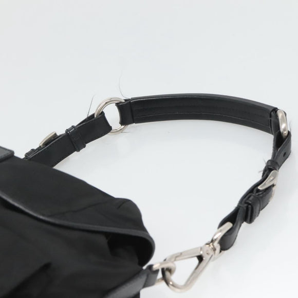 PRADA Shoulder Bag Nylon Black Silver Auth 125573