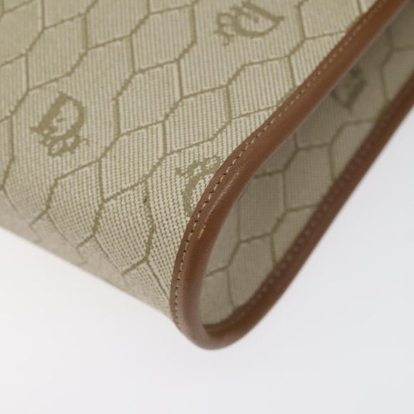 Christian Dior Honeycomb Canvas Shoulder Bag PVC Beige Gold Auth 125574