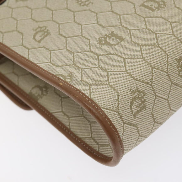 Christian Dior Honeycomb Canvas Shoulder Bag PVC Beige Gold Auth 125574
