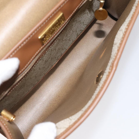 Christian Dior Honeycomb Canvas Shoulder Bag PVC Beige Gold Auth 125574