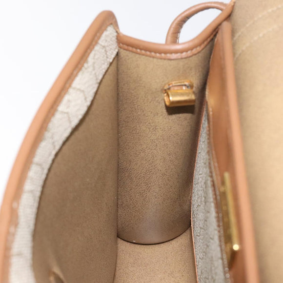 Christian Dior Honeycomb Canvas Shoulder Bag PVC Beige Gold Auth 125574