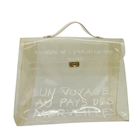 HERMES Vinyl Kelly Hand Bag Vinyl Clear Auth 125587