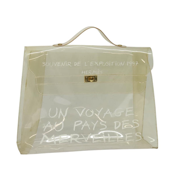 HERMES Vinyl Kelly Hand Bag Vinyl Clear Auth 125587