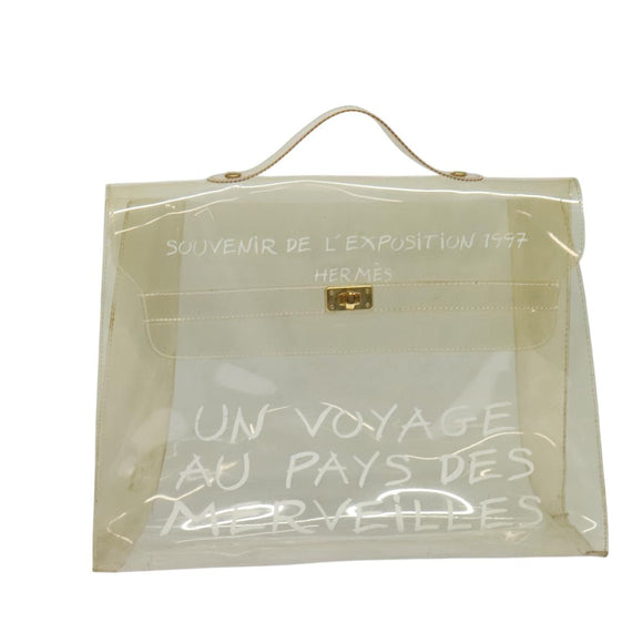 HERMES Vinyl Kelly Hand Bag Vinyl Clear Auth 125587