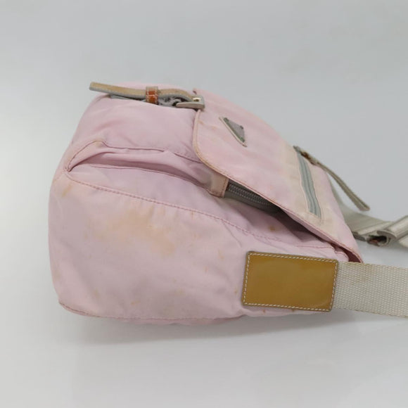 PRADA Shoulder Bag Nylon Pink Silver Auth 125599