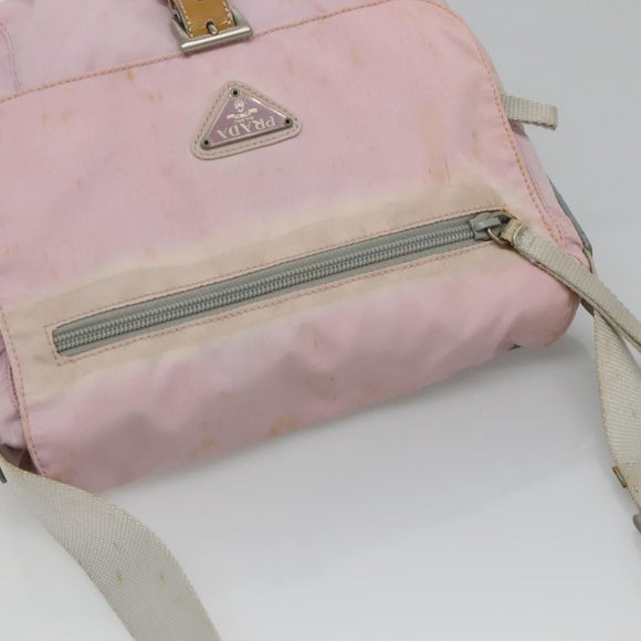 PRADA Shoulder Bag Nylon Pink Silver Auth 125599