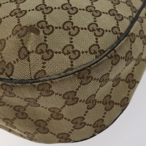 GUCCI GG Canvas Web Sherry Line Shoulder Bag Beige Gold 233608 Auth 125609