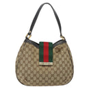 GUCCI GG Canvas Web Sherry Line Shoulder Bag Beige Gold 233608 Auth 125609-2