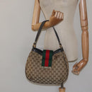 GUCCI GG Canvas Web Sherry Line Shoulder Bag Beige Gold 233608 Auth 125609-22