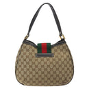 GUCCI GG Canvas Web Sherry Line Shoulder Bag Beige Gold 233608 Auth 125609-3