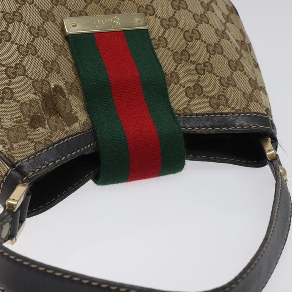 GUCCI GG Canvas Web Sherry Line Shoulder Bag Beige Gold 233608 Auth 125609