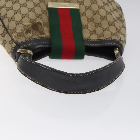 GUCCI GG Canvas Web Sherry Line Shoulder Bag Beige Gold 233608 Auth 125609