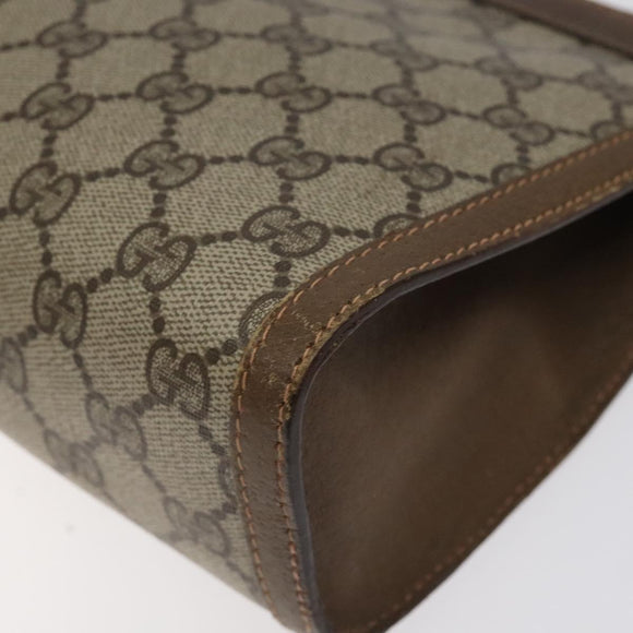 GUCCI GG Supreme Web Sherry Line Clutch Bag PVC Beige Gold 89 01 033 Auth 125610