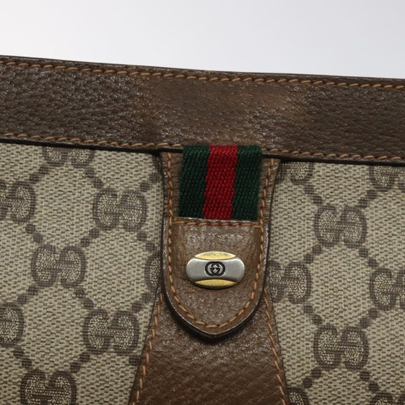 GUCCI GG Supreme Web Sherry Line Clutch Bag PVC Beige Gold 89 01 033 Auth 125610