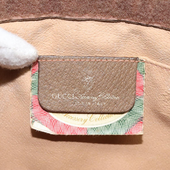 GUCCI GG Supreme Web Sherry Line Clutch Bag PVC Beige Gold 89 01 033 Auth 125610