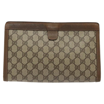 GUCCI GG Supreme Web Sherry Line Clutch Bag PVC Beige Gold 89 01 033 Auth 125610 - 0