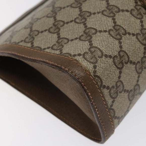 GUCCI GG Supreme Web Sherry Line Clutch Bag PVC Beige Gold 89 01 033 Auth 125610