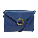 CELINE Shoulder Bag Leather Blue Gold Auth 125614-1