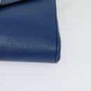 CELINE Shoulder Bag Leather Blue Gold Auth 125614-11