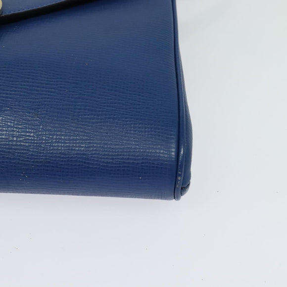 CELINE Shoulder Bag Leather Blue Gold Auth 125614