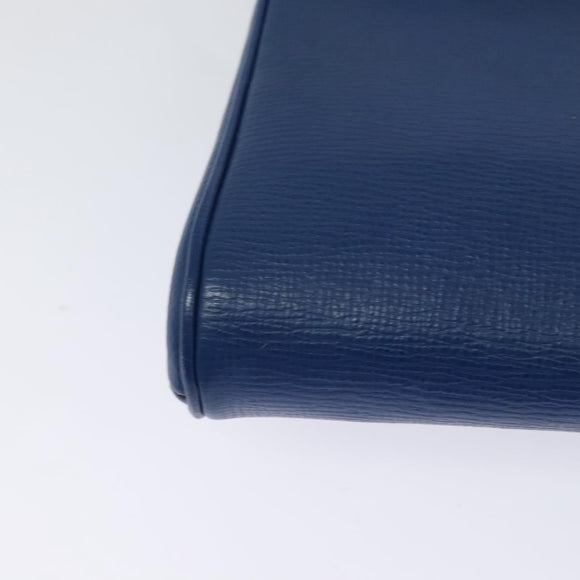 CELINE Shoulder Bag Leather Blue Gold Auth 125614