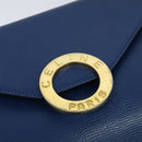 CELINE Shoulder Bag Leather Blue Gold Auth 125614-14