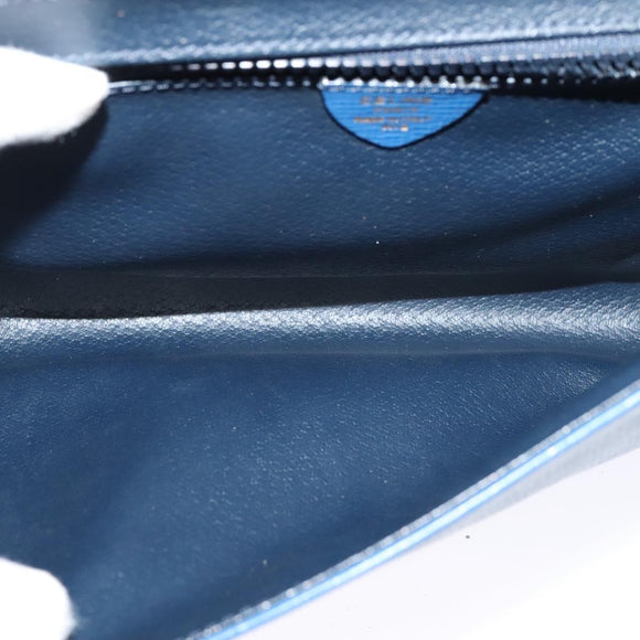 CELINE Shoulder Bag Leather Blue Gold Auth 125614