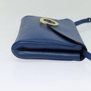 CELINE Shoulder Bag Leather Blue Gold Auth 125614-5