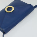 CELINE Shoulder Bag Leather Blue Gold Auth 125614-6